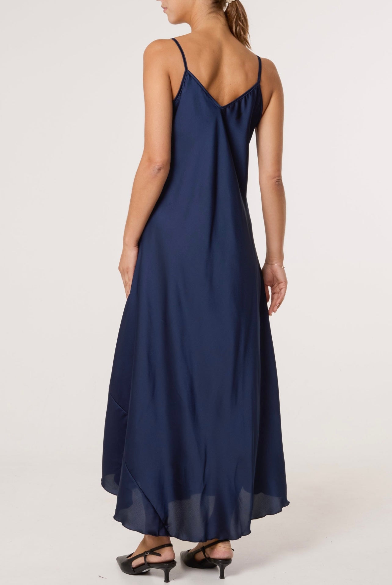 Strappy Satin Maxi Dress , navy