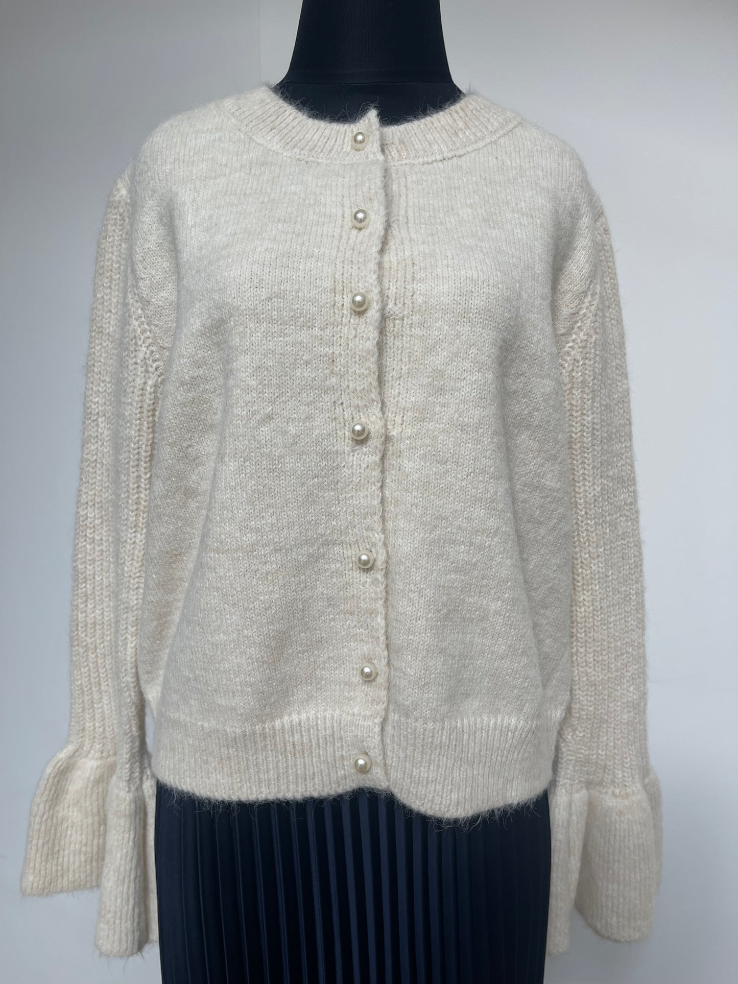 Flared Sleeve Cardigan , light beige