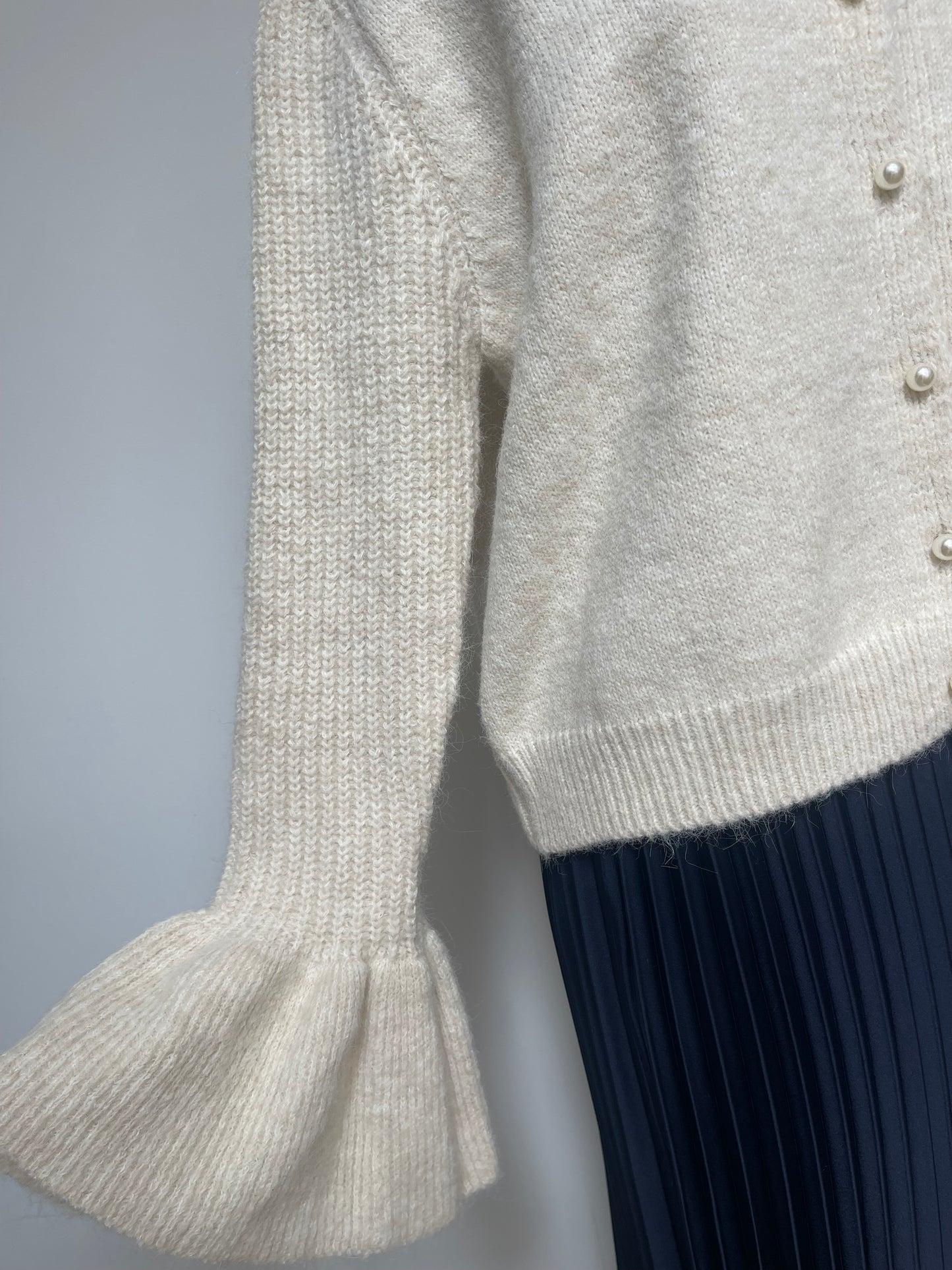 Flared Sleeve Cardigan , light beige