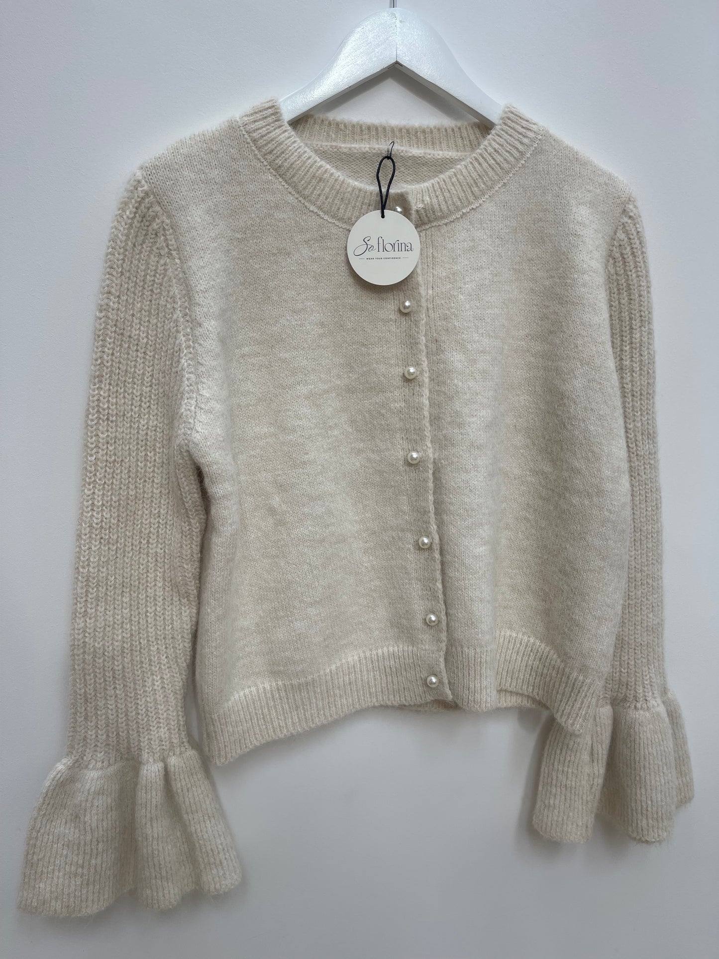 Flared Sleeve Cardigan , light beige