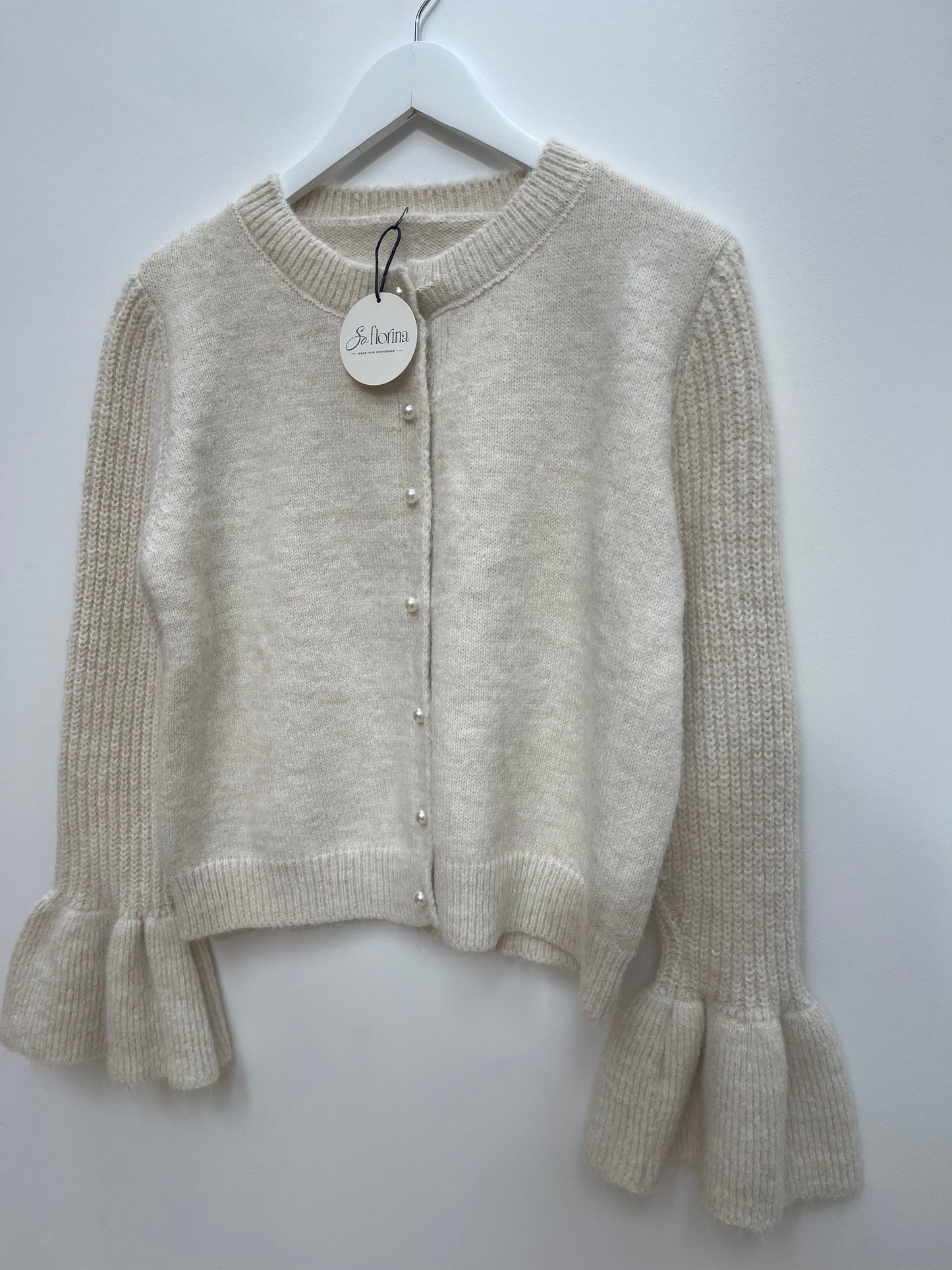 Flared Sleeve Cardigan , light beige