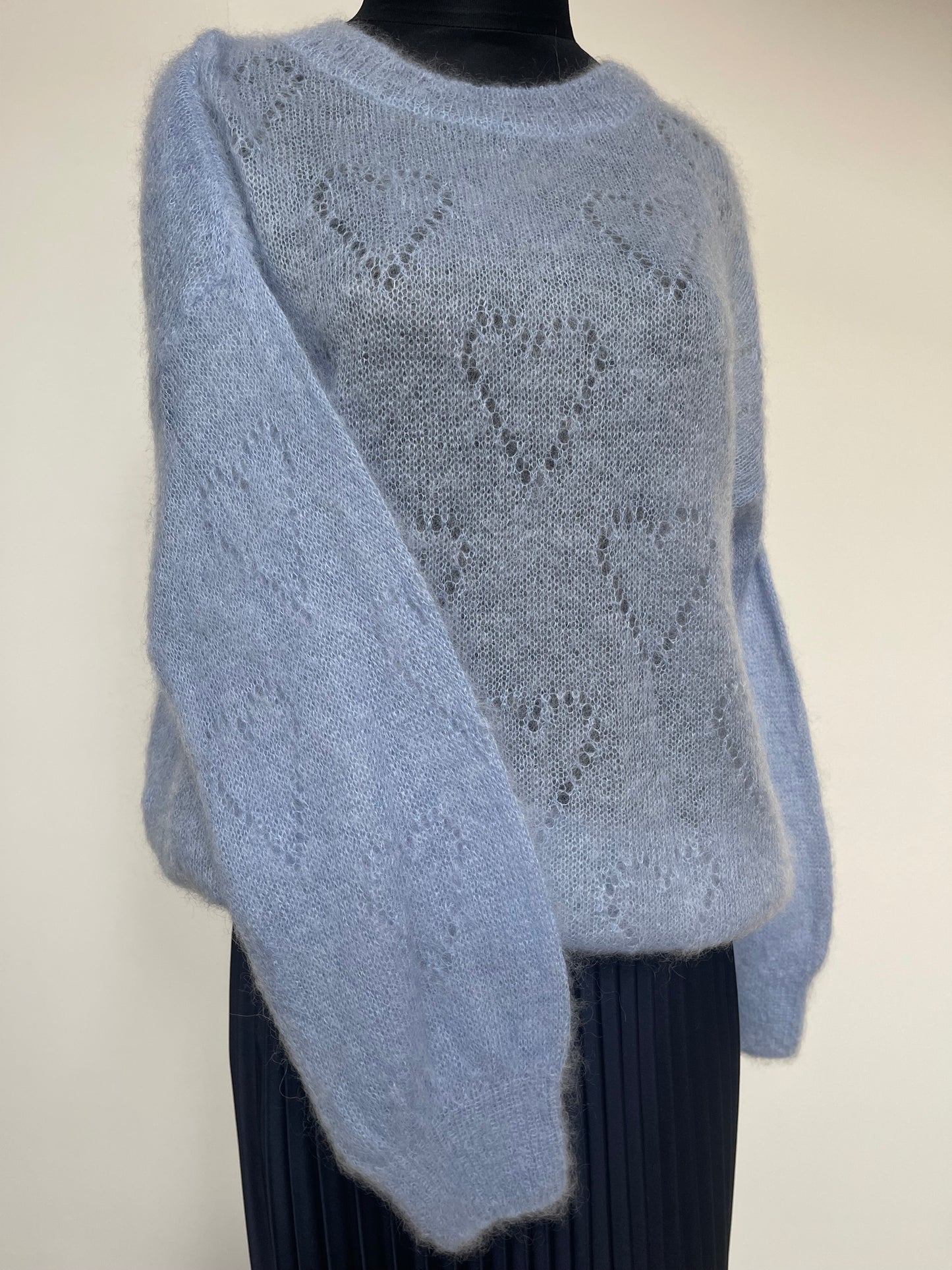 Mohair Jumper Heart Detail , sky blue