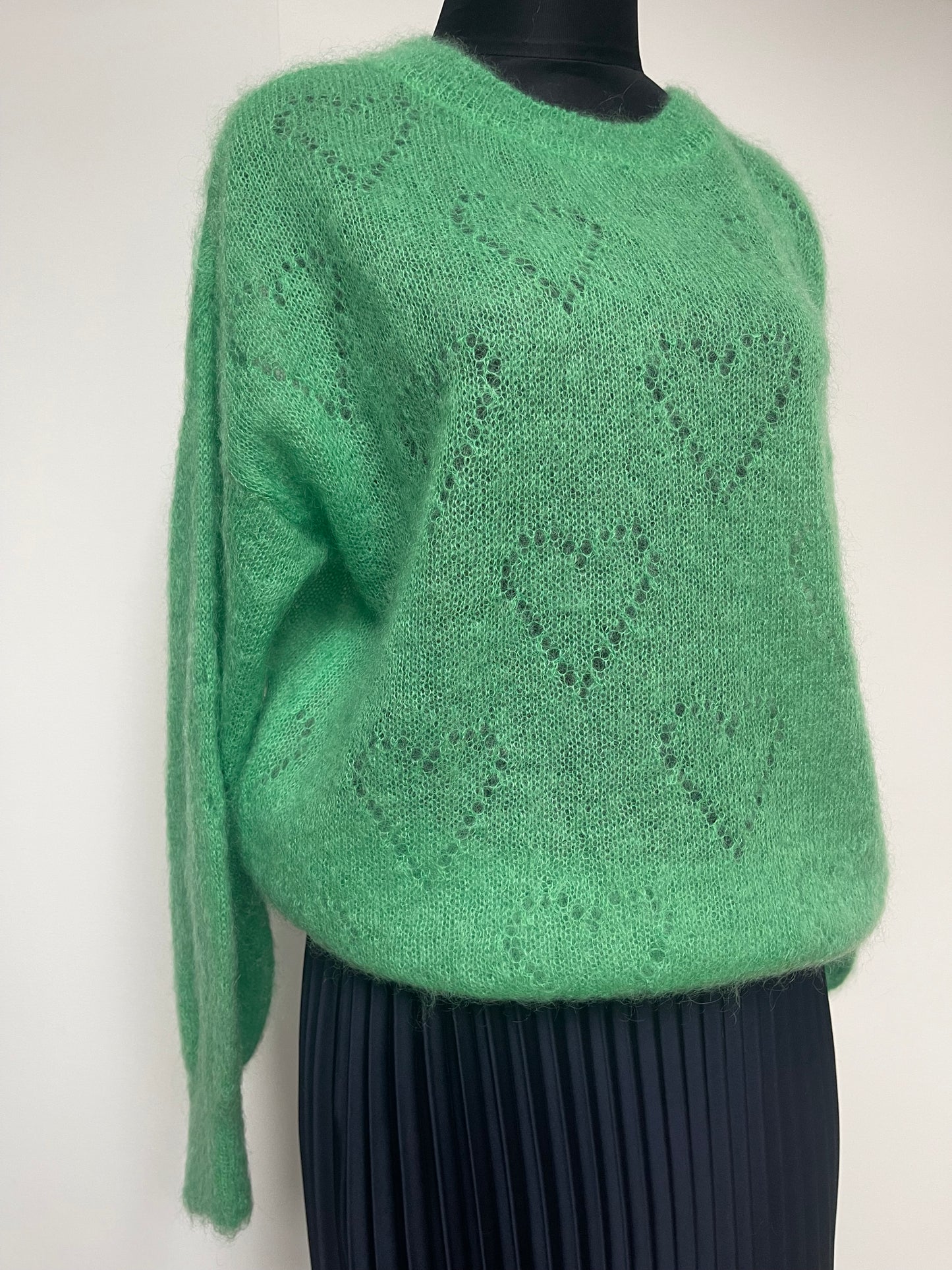 Mohair Jumper Heart Detail , apple green