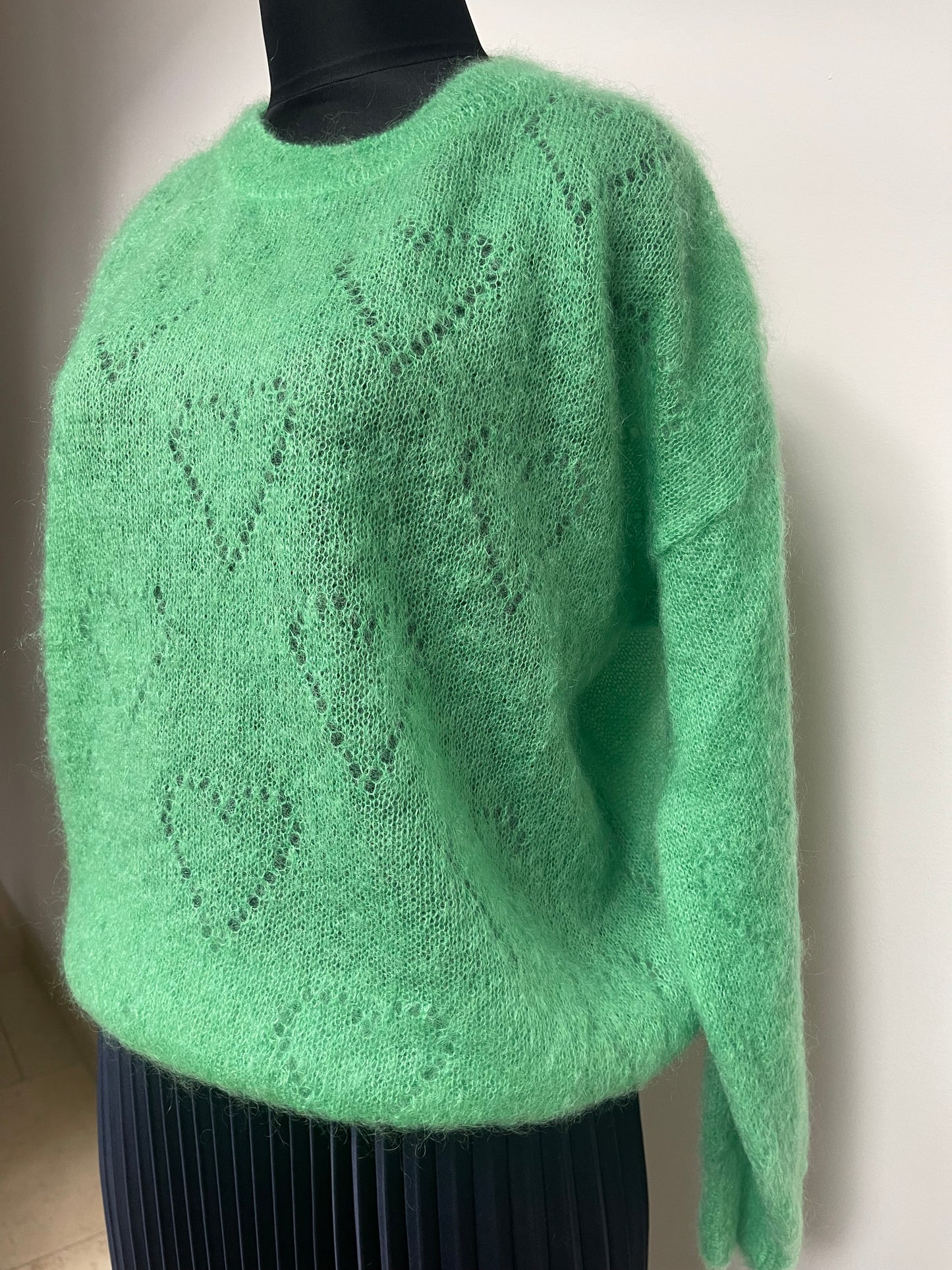 Mohair Jumper Heart Detail , apple green