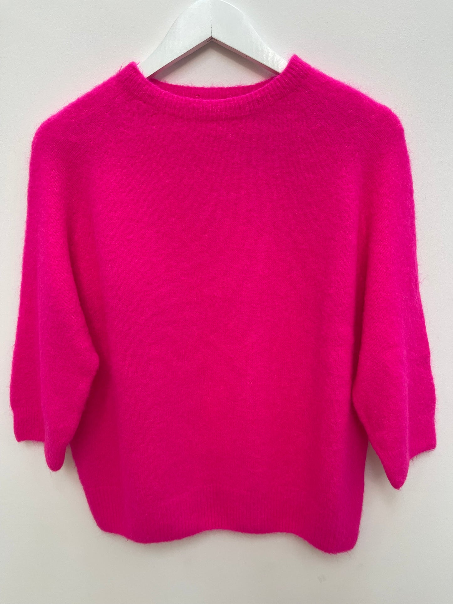 Alpaca Jumper 3/4 Sleeve , neon fuchsia