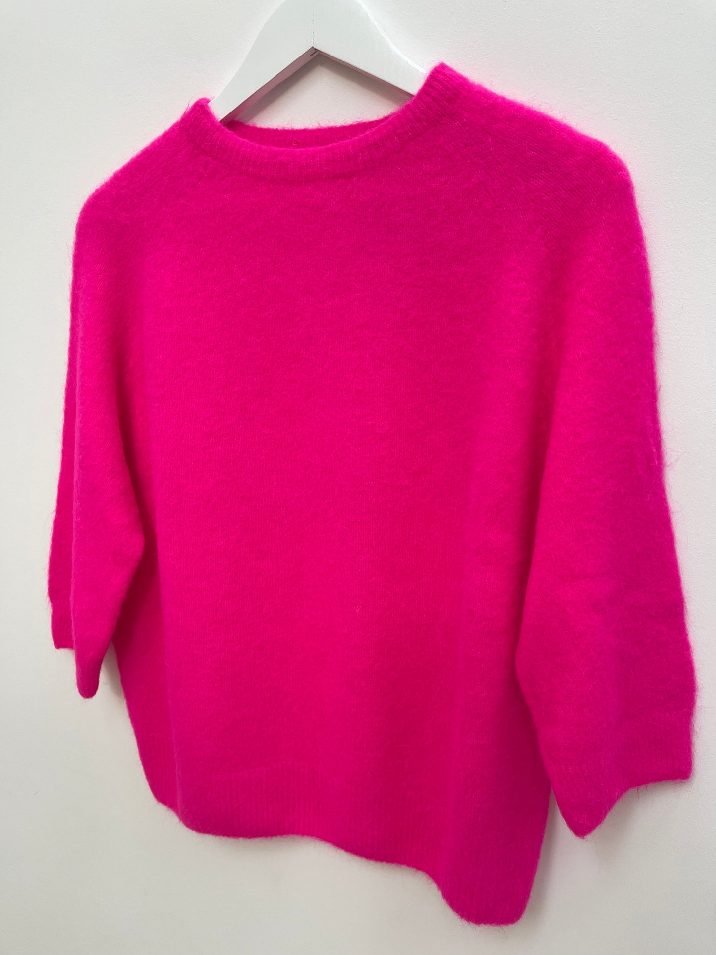 Alpaca Jumper 3/4 Sleeve , neon fuchsia