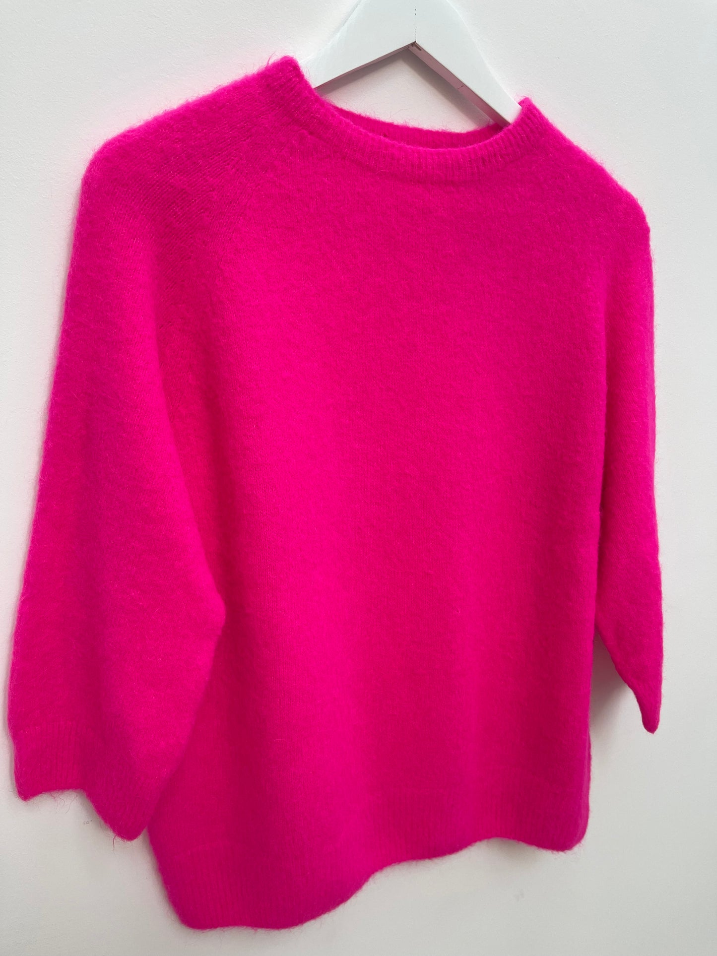 Alpaca Jumper 3/4 Sleeve , neon fuchsia