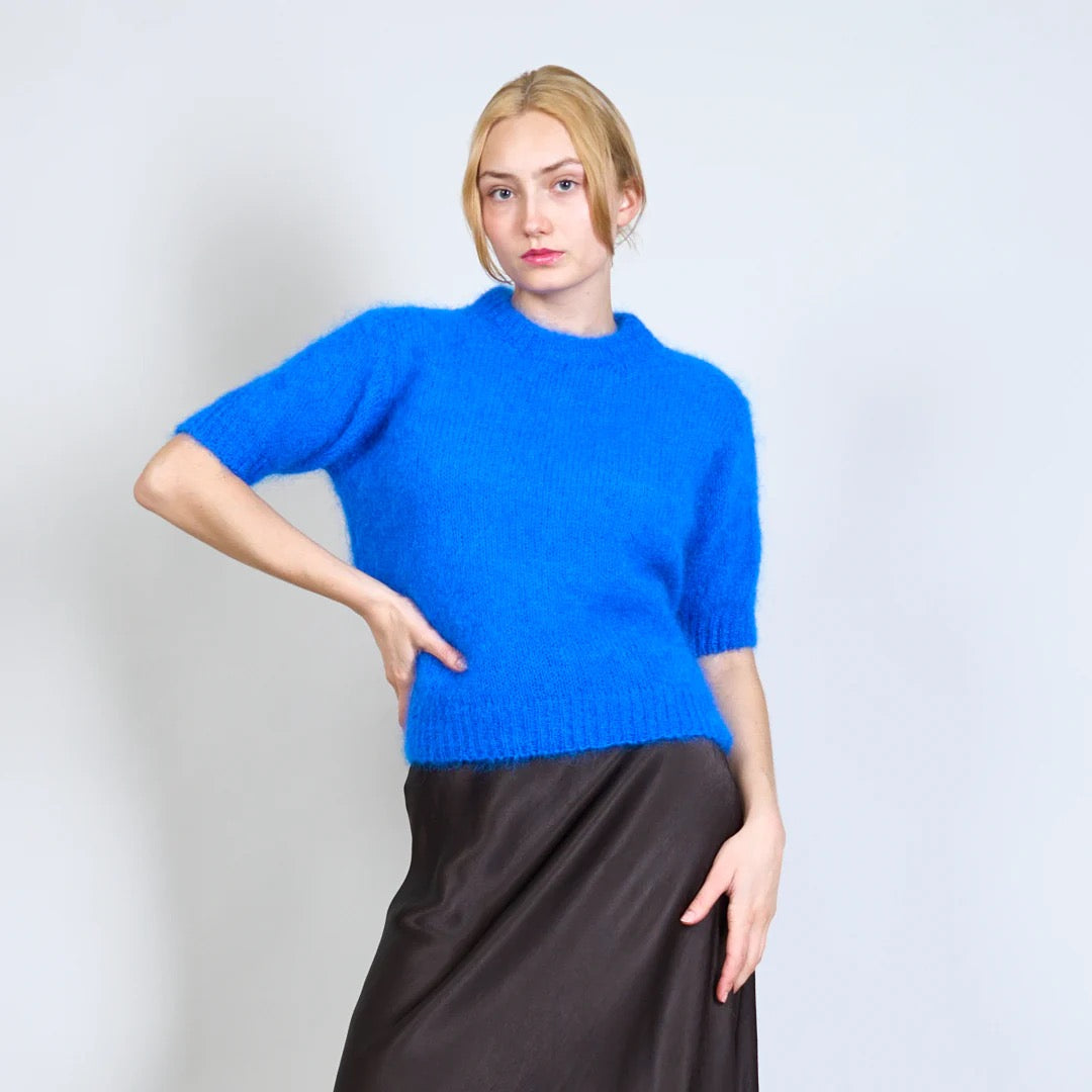 Mohair Jumper Short Sleeve , dark blue