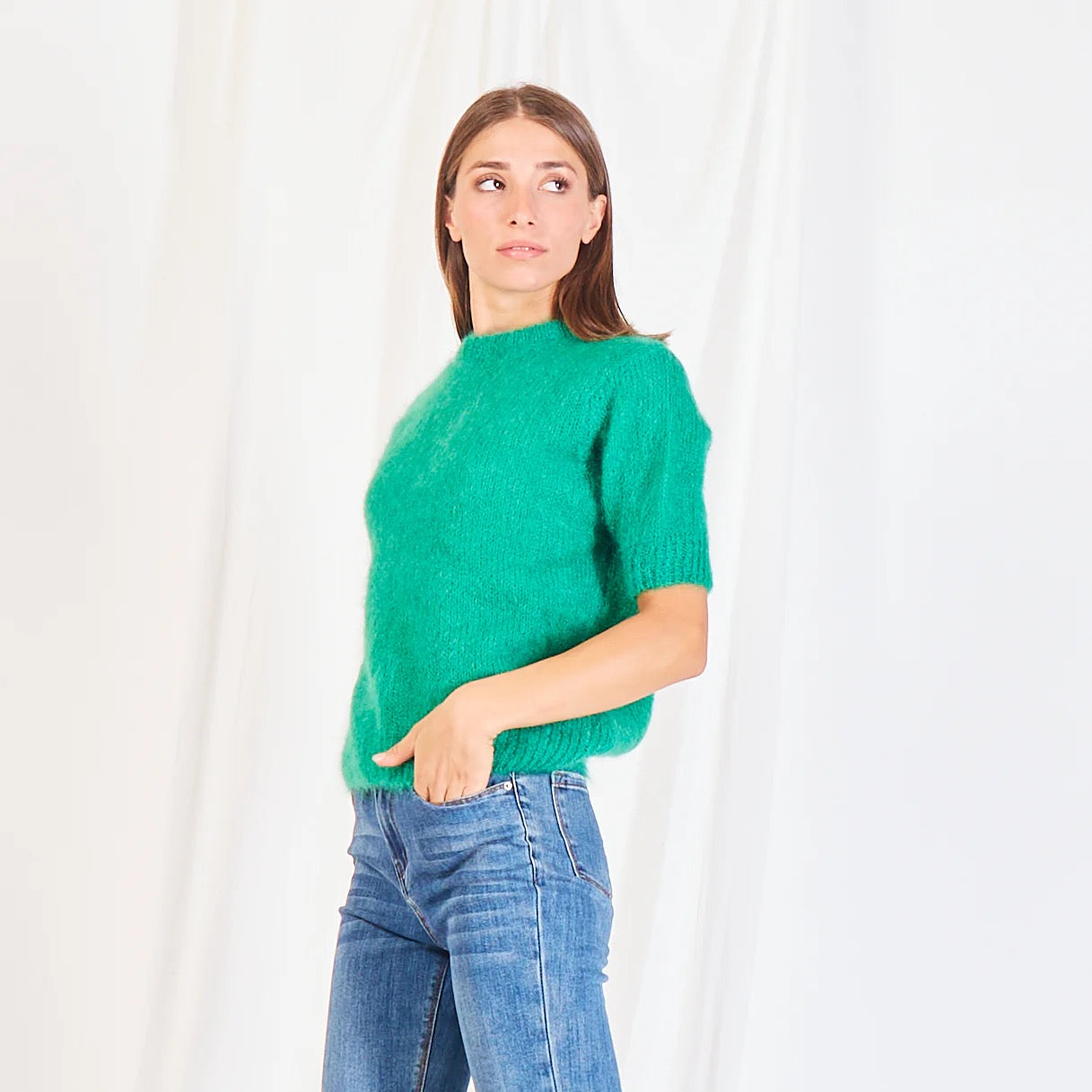Mohair Jumper Short Sleeve , green