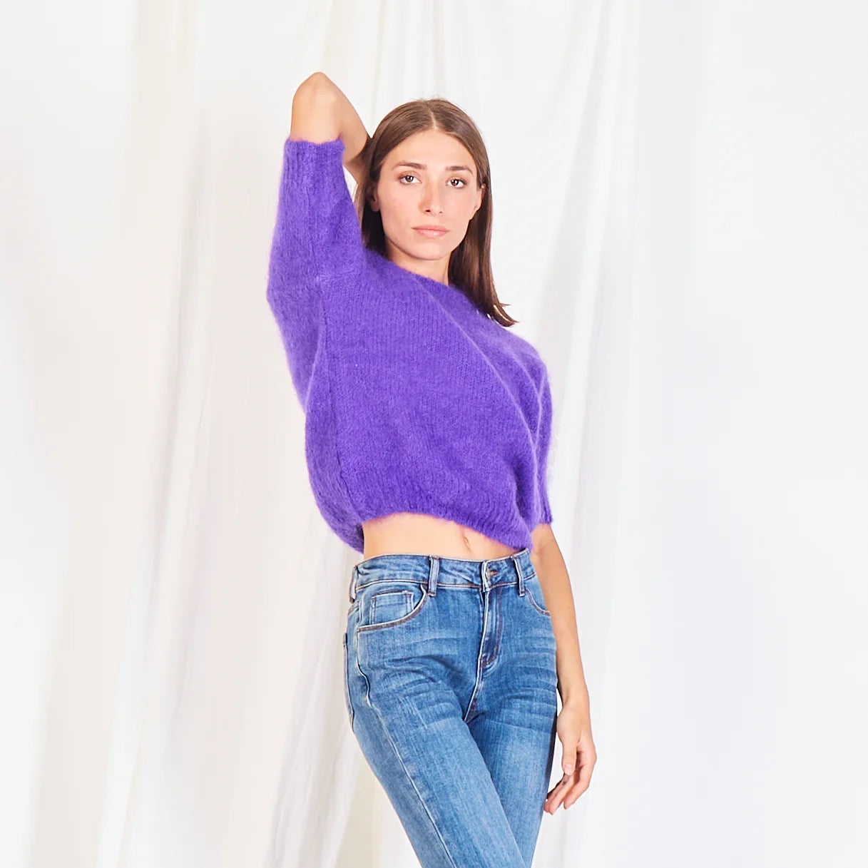 Mohair Jumper Short Sleeve , purple