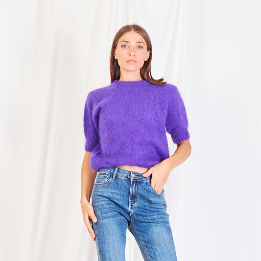 Mohair Jumper Short Sleeve , purple