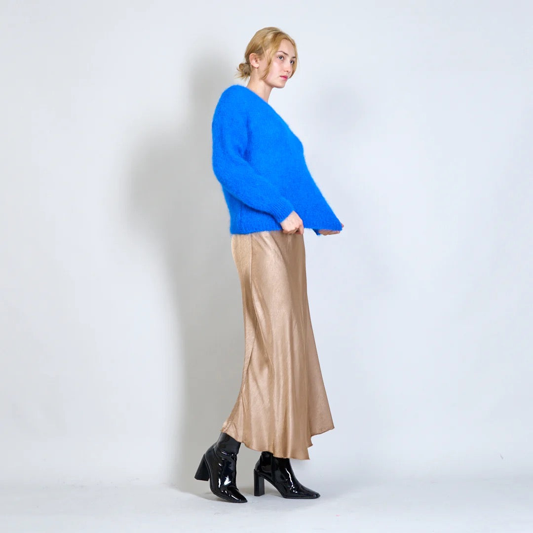 Mohair Jumper Sweater V-neck , dark blue