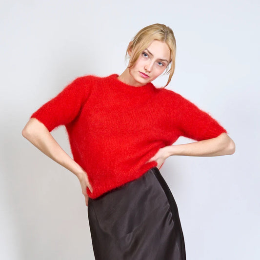 Mohair Jumper Short Sleeve , red